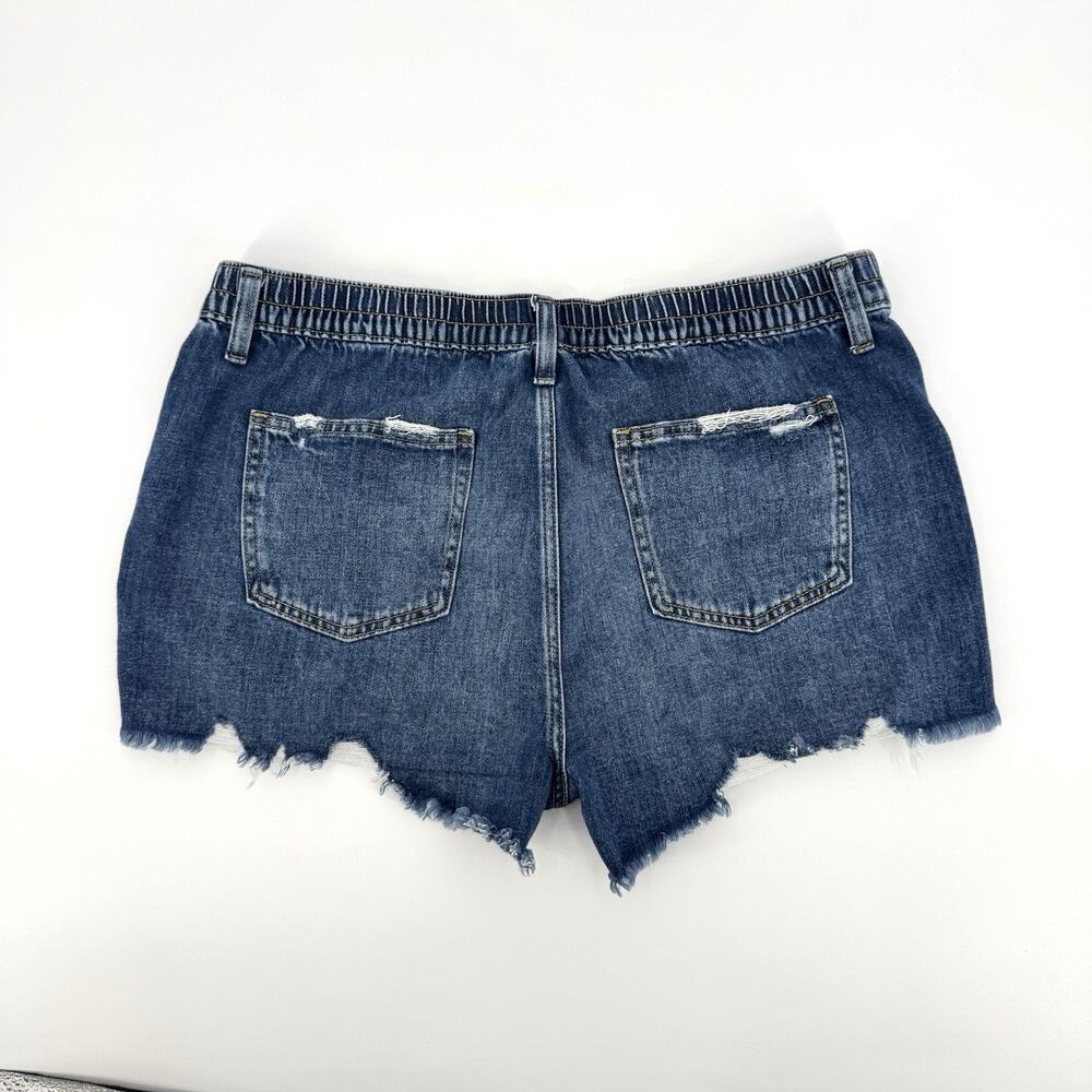 Aerie Women’s Jean Shorts Size L Blue Denim Distressed Bootie Shorts Daisy Dukes - Picture 2 of 6